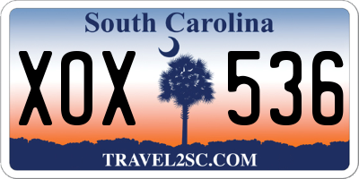 SC license plate XOX536