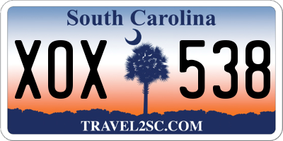 SC license plate XOX538