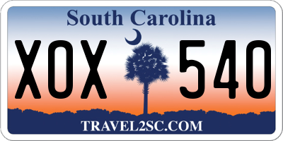 SC license plate XOX540
