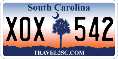 SC license plate XOX542