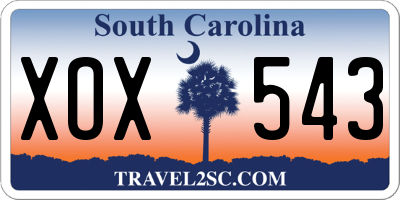 SC license plate XOX543