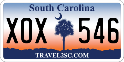 SC license plate XOX546