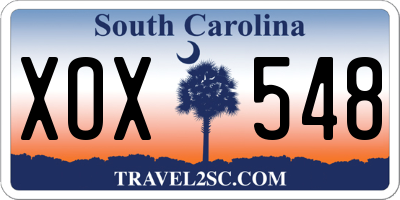 SC license plate XOX548