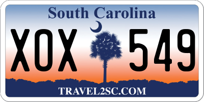 SC license plate XOX549