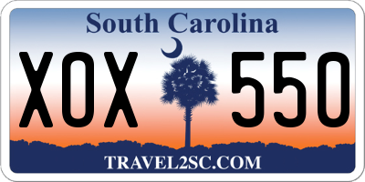 SC license plate XOX550