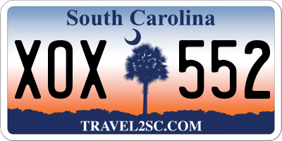 SC license plate XOX552