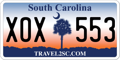 SC license plate XOX553