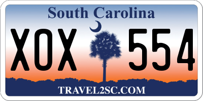 SC license plate XOX554
