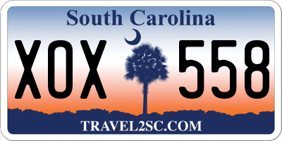 SC license plate XOX558