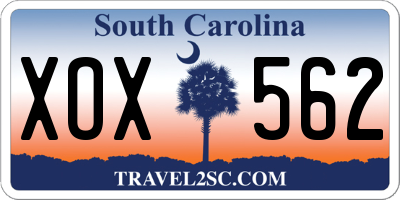 SC license plate XOX562