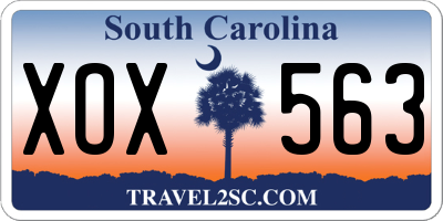 SC license plate XOX563