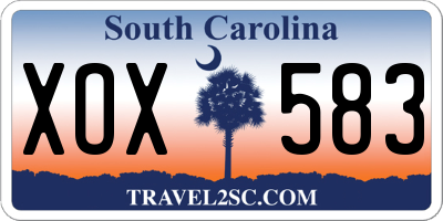SC license plate XOX583
