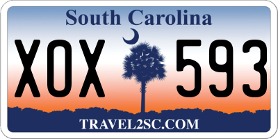 SC license plate XOX593