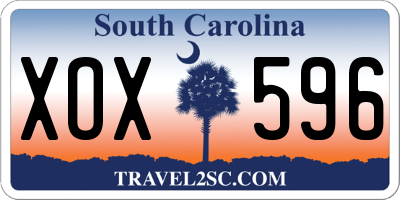 SC license plate XOX596