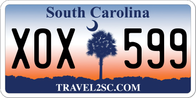 SC license plate XOX599