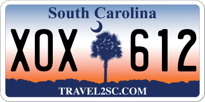 SC license plate XOX612