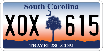 SC license plate XOX615