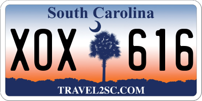 SC license plate XOX616