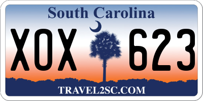 SC license plate XOX623