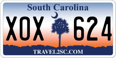 SC license plate XOX624