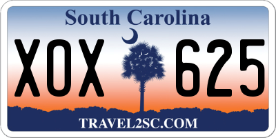 SC license plate XOX625