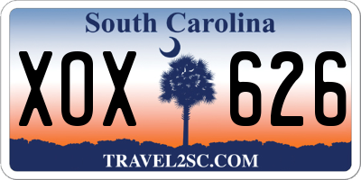 SC license plate XOX626