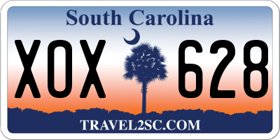 SC license plate XOX628
