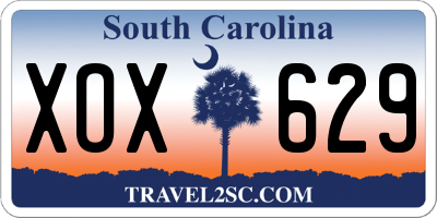 SC license plate XOX629