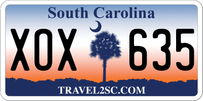 SC license plate XOX635