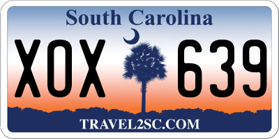 SC license plate XOX639