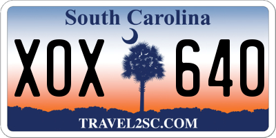 SC license plate XOX640