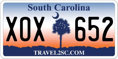SC license plate XOX652