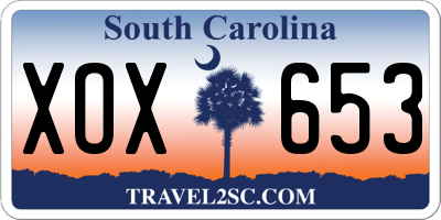 SC license plate XOX653