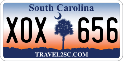 SC license plate XOX656