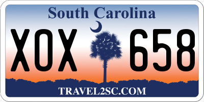 SC license plate XOX658