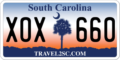 SC license plate XOX660