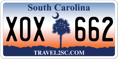 SC license plate XOX662