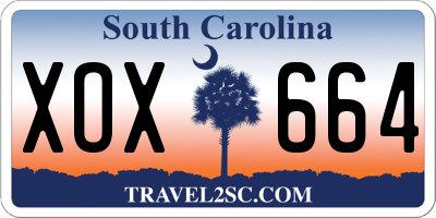 SC license plate XOX664