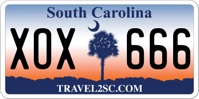 SC license plate XOX666