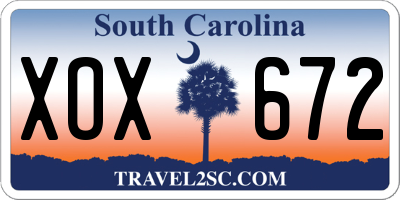 SC license plate XOX672