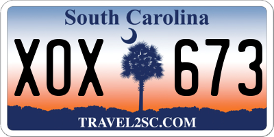 SC license plate XOX673