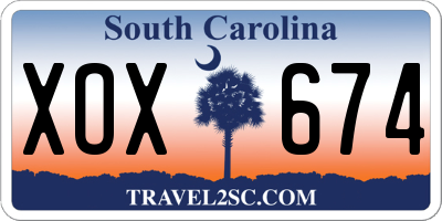 SC license plate XOX674