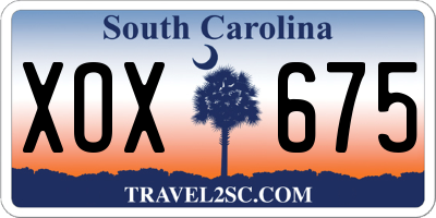 SC license plate XOX675