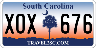 SC license plate XOX676