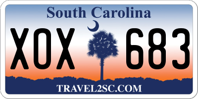 SC license plate XOX683
