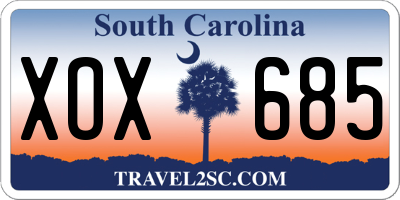 SC license plate XOX685