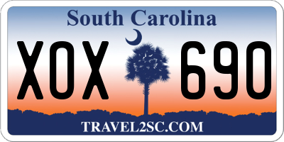SC license plate XOX690