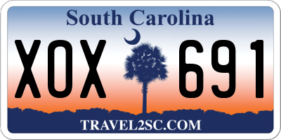 SC license plate XOX691