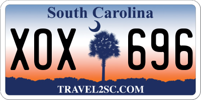 SC license plate XOX696