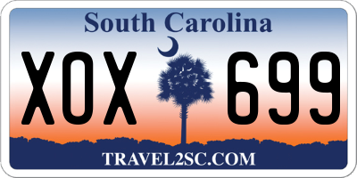 SC license plate XOX699